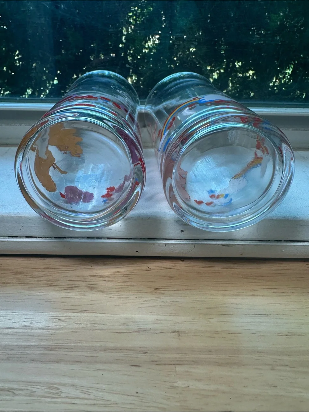 Vintage Care Bears Drinking Glasses - tenderHeart & cheer bear Rainbow